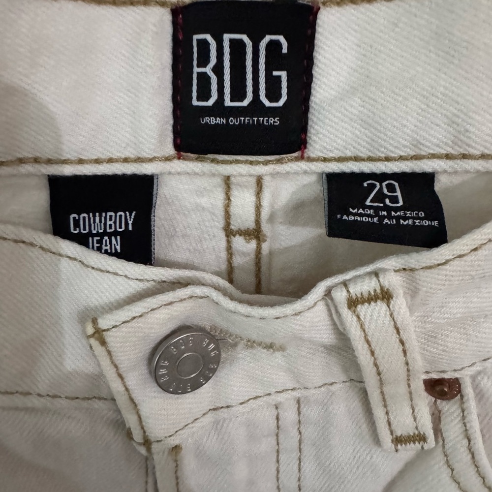 BDG Urban Outfitters Cowboy Jeans 29 Off White Straight Leg High Rise Denim - Picture 7 of 12